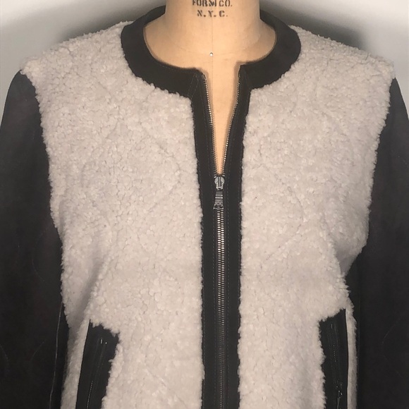 Neil Barrett Zip Suede Leather Shearling Jacket S - Picture 2 of 8